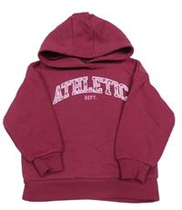 Tmavoružová mikina s nápisom a kapucňou Primark