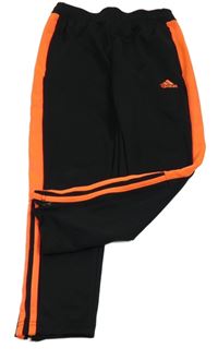 Černé sportovní tepláky s neonovým pruhem a logem Adidas