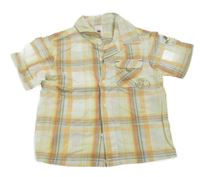 Bielo-oranžovo-olivová kockovaná košeľa C&A