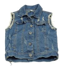 Modrá rifľová vesta s dierami