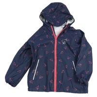 Tmavomodrá nepromokavá bunda se srdíčky a kapucí 