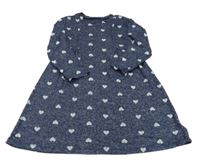 Tmavomodré úpletové šaty so srdiečkami GAP