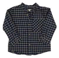 Tmavomodro-béžová kockovaná košeľa Zara