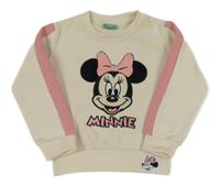 Smetanová mikina s růžovými pruhy a Minnie Disney