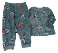 Tmavozelené plyšové pyžama so Spidermanem M&S