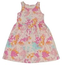 Svetloružová -farebné batikované bavlnené šaty H&M