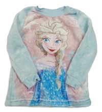 Světlemodro-ružová plyšová mikina s Elsou zn. Disney