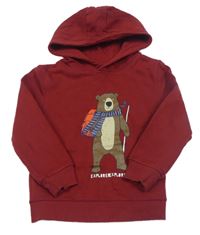 Vínová mikina s medvěďom a kapucňou Primark