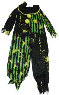 Kockovaným - Čierno-zelený overal s 3D bambulemi - klaun George