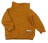 Medová mikina s límcem a nápisem Dopodopo