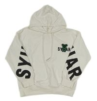 Biela mikina s nápismi a medvedíkom a kapucňou