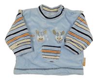 Světlemodro-smetanovo-oranžová sametová zateplená mikina s losy C&A