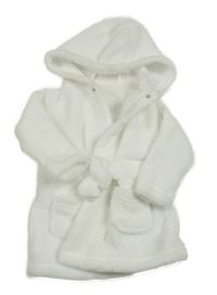 Biely plyšový župan s kapucňou Matalan