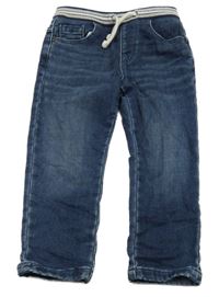 Tmavomodré teplákové skinny rifle s úpletovým pasom M&S