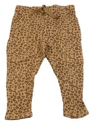 Okrovo-hnědé lehké tepláky s leopardím vzorem Zara