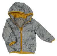 Sivo-horčicová šušťáková lehce zateplená bunda s diny a kapucňou George