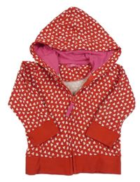 Červeno-biela prepínaci mikina so srdiečkami a kapucňou HEMA