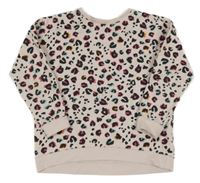 Svetloružová -čierno-farebná mikina s leopardím vzorom Bluezoo