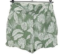 Dámske kaki-biele voľné é kraťasy s lístky Primark