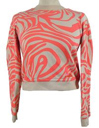 Dámská béžovo-růžová vzorovaná crop mikina Adidas 