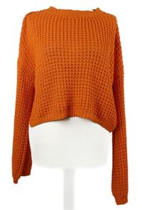 Dámsky oranžový ažuový crop oversized sveter Oasis