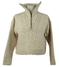 Dámsky béžový crop sveter s golierom Bershka