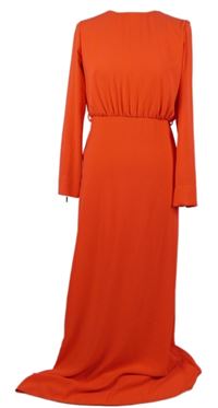 Dámske neónově oranžové dlhé šaty Sandrom