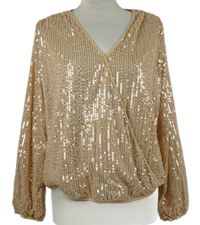 Dámská pudrová flitrová balonová halenka Shein 