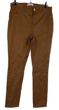 Dámske hnedé potiahnuté é skinny nohavice Primark