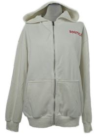 Pánska biela športová prepínaci mikina s nápisom a kapucňou