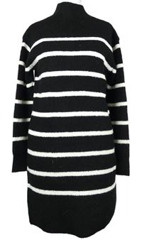 Dámske čierno-biele pruhované svetrové šaty so stojačikom New Look