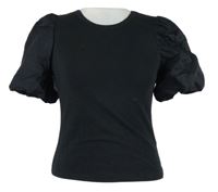 Dámské černé crop tričko s balonovými rukávy H&M