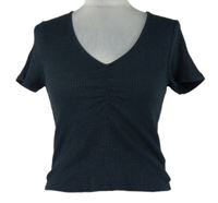 Dámske tmavomodré rebrované crop tričko Red Herring