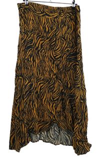 Dámská skořicovo-černá vzorovaná midi sukně M&Co