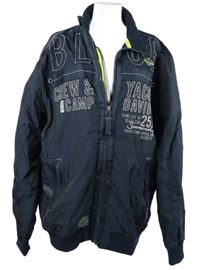 Pánská tmavomodrá šusťáková jarní bunda s nápisy Camp David 