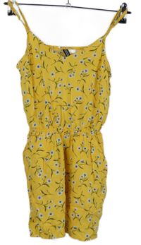 Dámský žlutý kytičkovaný letní overal H&M vel. 32