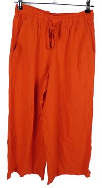Dámské červené lněné culottes kalhoty Up2Fashion 