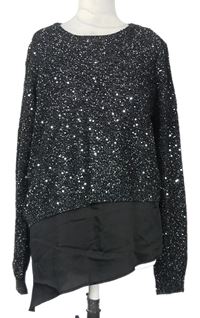Dámska čierna trblietavá svetrová tunika s flitrami Oasis