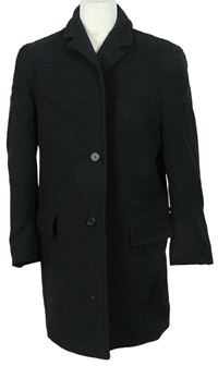 Pánsky čierny vlnený kabát