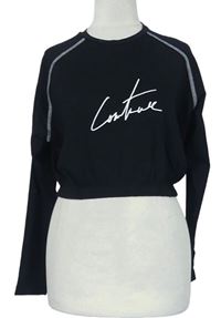 Dámske čierne crop tričko s nápisom Couture