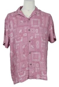 Pánská růžová vzorovaná košile Primark 