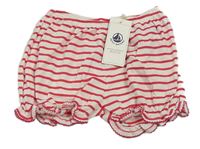 Bílo-růžové pruhované bavlněné kraťasy zn.Petit Bateau