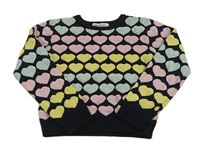 Čierny sveter so srdiečkami H&M