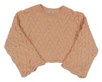 Svetloružový crop sveter River Island