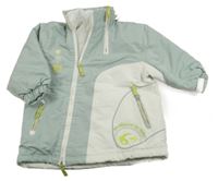 Světlemodro-biela šušťáková zimná bunda s potlačou