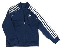 Tmavomodrá sportovní propínací mikina s logem Adidas