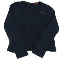 Tmavomodré crop tričko s nápisom S. Oliver