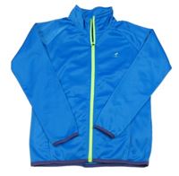 Modrá sportovní propínací mikina s neonovým zipem