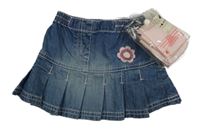 Nové - 2set- modrá riflová sukně s kytičkou+ růžové pruhované punčocháče Next