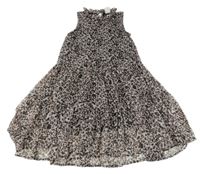 Sivé šifónové šaty s leopardím vzorom